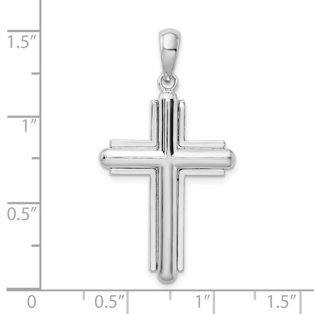 Sterlingsilber De-ani Abgerundet Kreuz mit Rahmen Anhänger