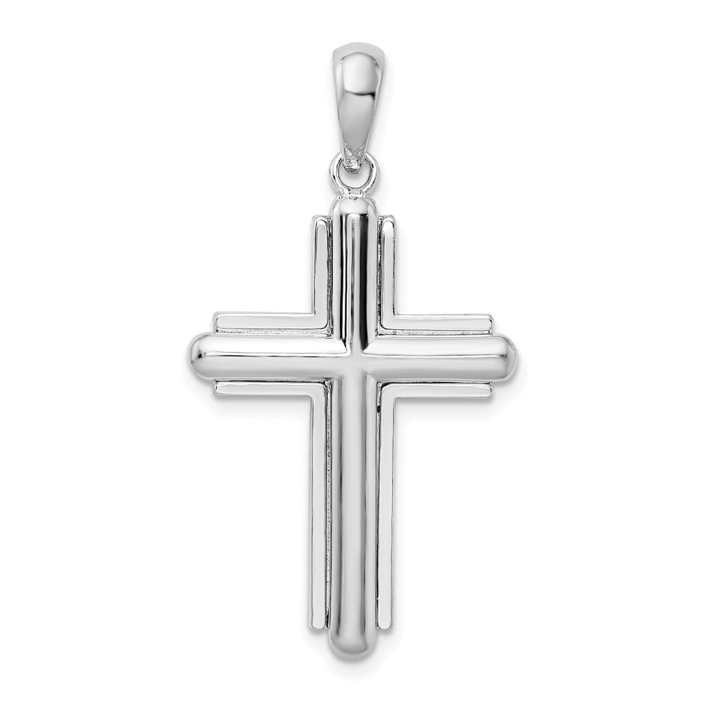 Sterlingsilber De-ani Abgerundet Kreuz mit Rahmen Anhänger