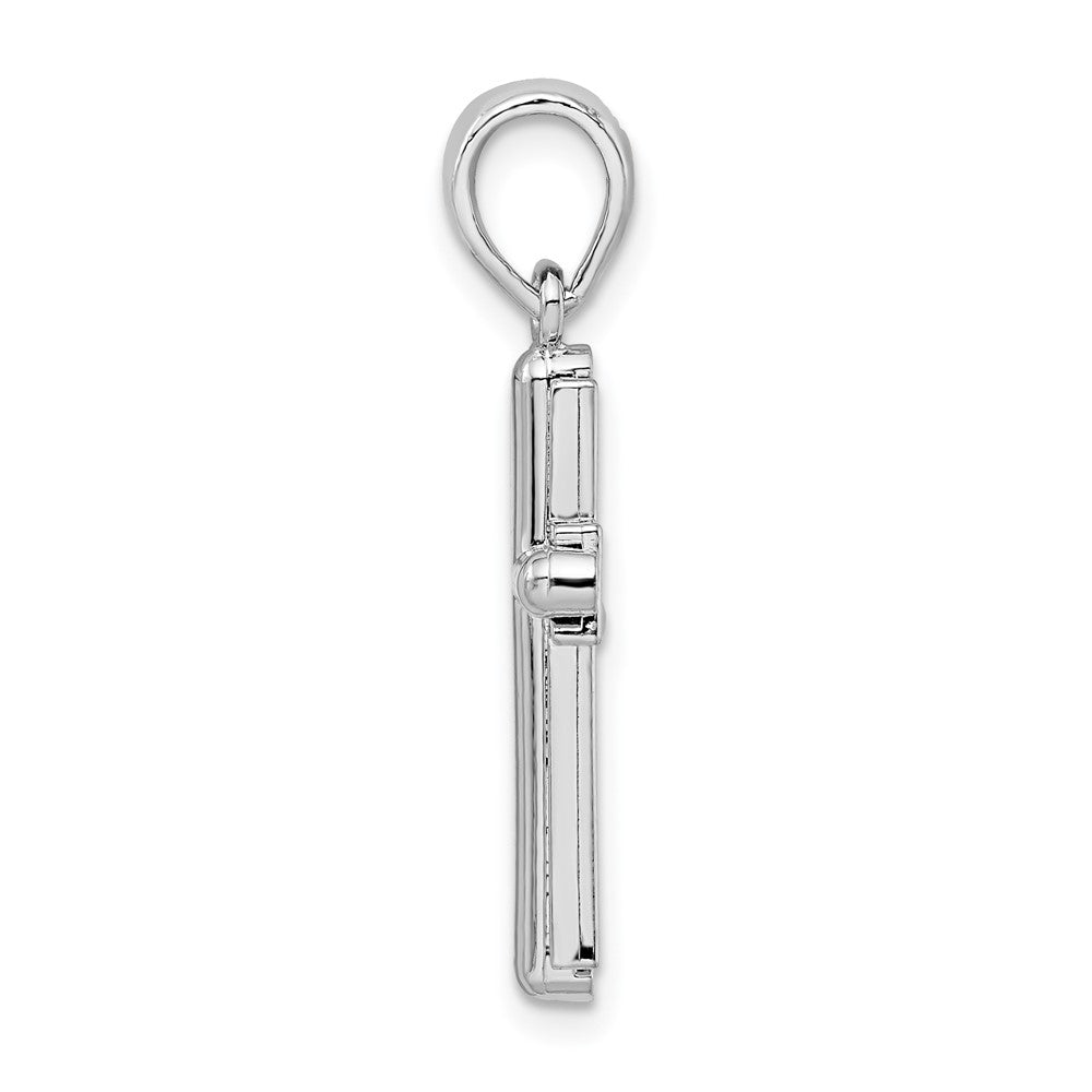 Sterlingsilber De-ani Abgerundet Kreuz mit Rahmen Anhänger
