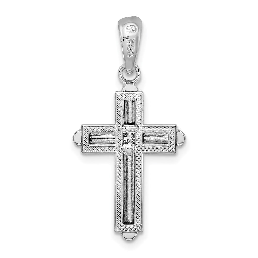Sterlingsilber De-ani Abgerundet Kreuz mit Rahmen Anhänger