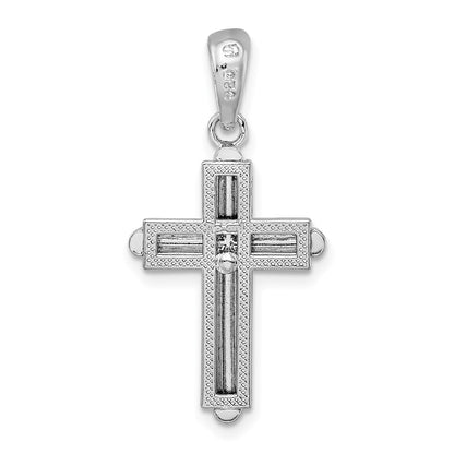 Sterlingsilber De-ani Abgerundet Kreuz mit Rahmen Anhänger