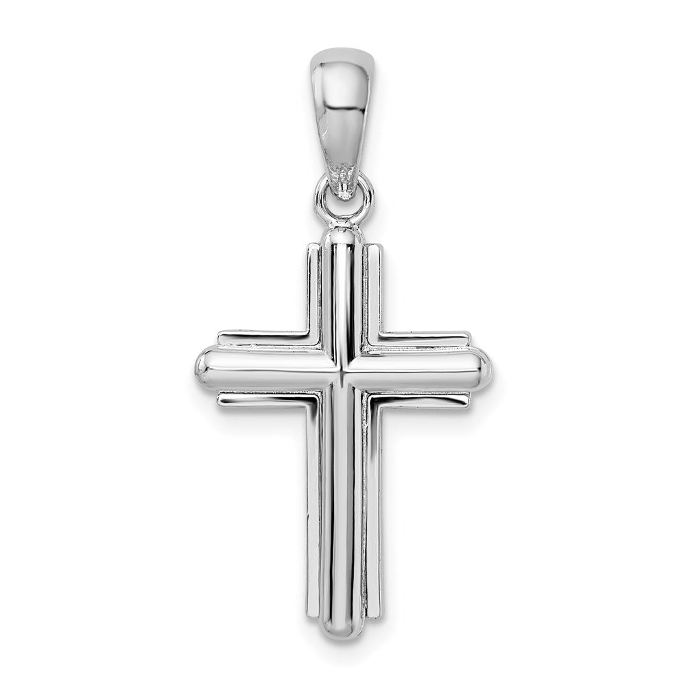 Sterlingsilber De-ani Abgerundet Kreuz mit Rahmen Anhänger