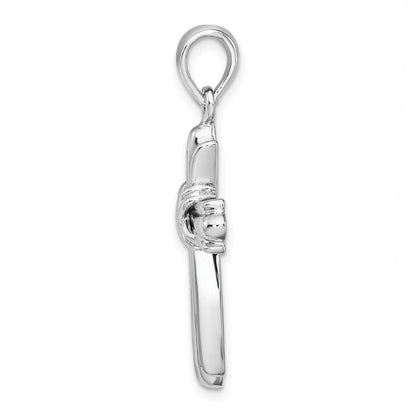 Sterlingsilber De-ani Rhodiniert mit X-center Knospend Kreuz Anhänger