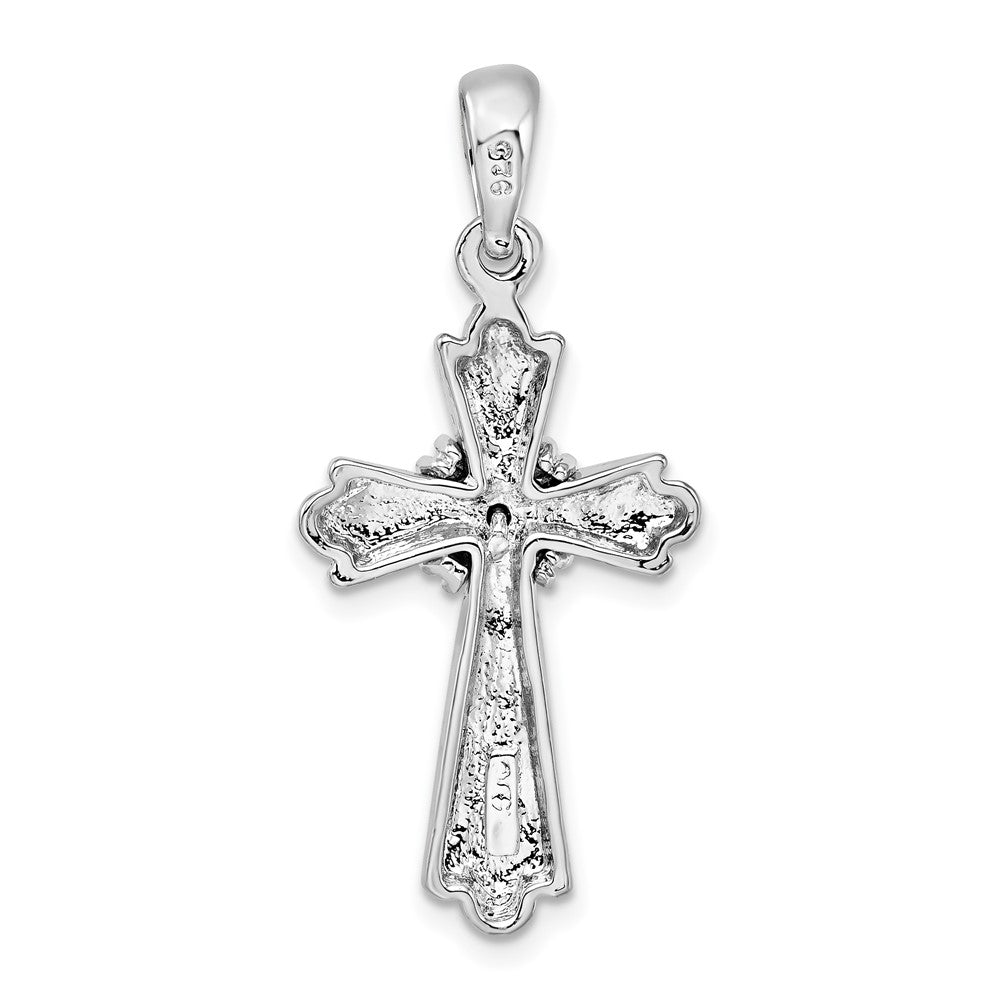 Sterlingsilber De-ani Rhodiniert mit X-center Knospend Kreuz Anhänger