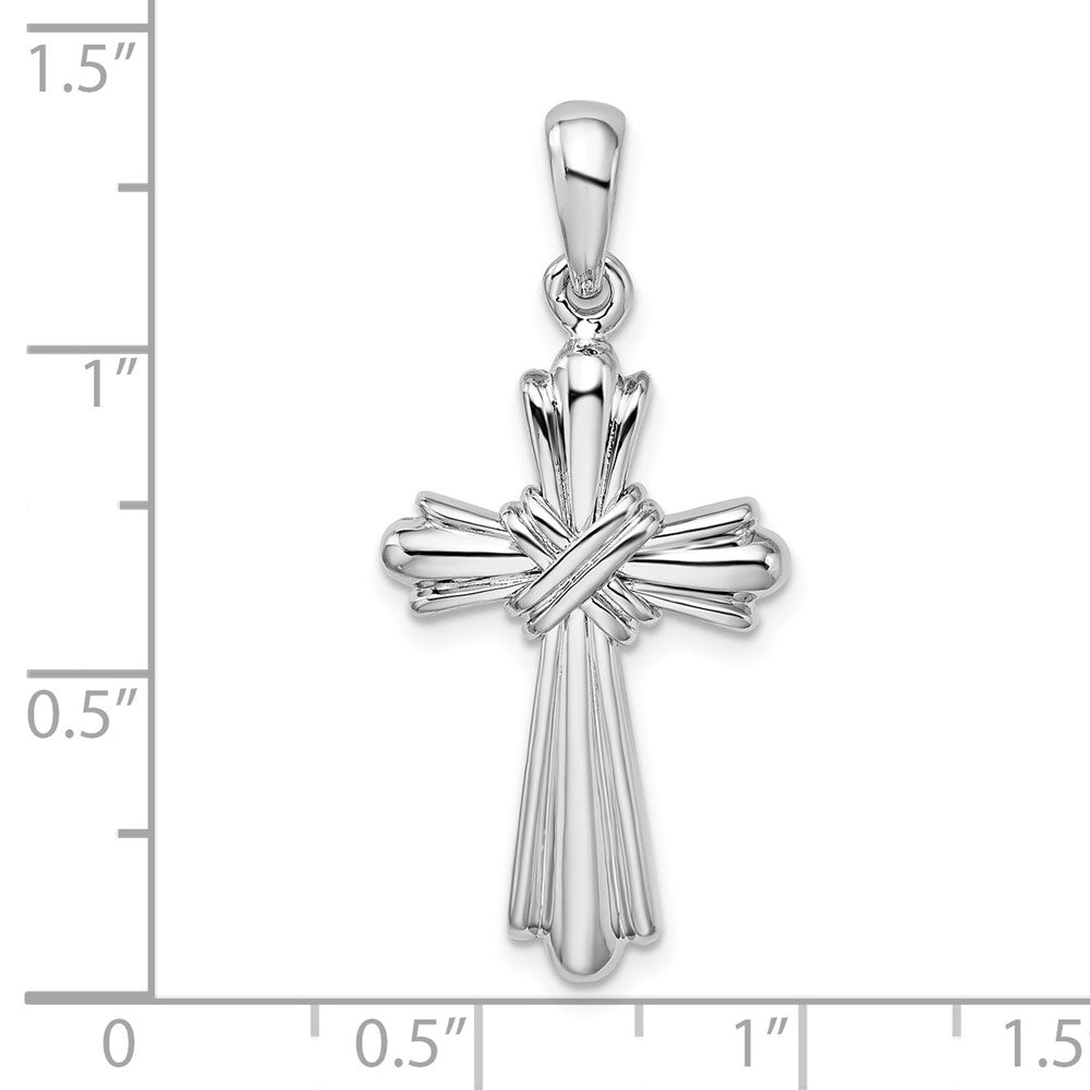 Sterlingsilber De-ani Rhodiniert mit X-center Knospend Kreuz Anhänger