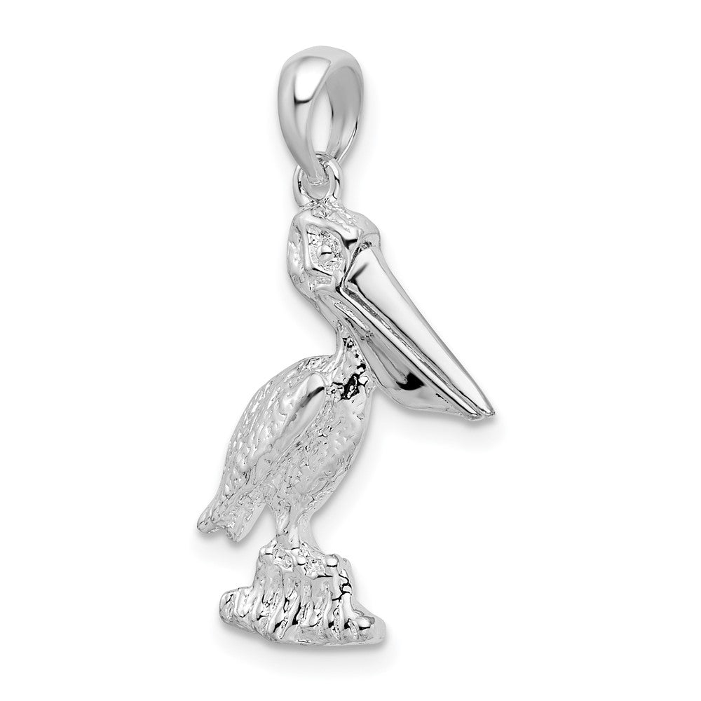 Sterlingsilber De-ani Rhodiniert 3d Standing Beweglich Mouth Pelican Anhänger
