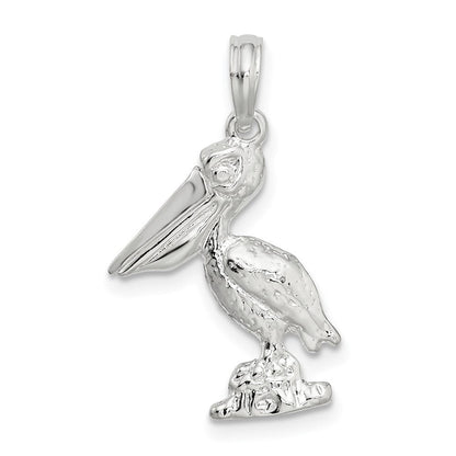 Sterlingsilber De-ani Klein 3d Standing Beweglich Mouth Pelican Anhänger