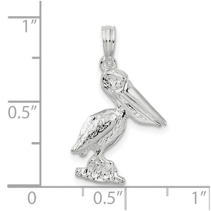 Sterlingsilber De-ani Klein 3d Standing Beweglich Mouth Pelican Anhänger