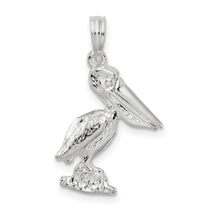 Sterlingsilber De-ani Klein 3d Standing Beweglich Mouth Pelican Anhänger