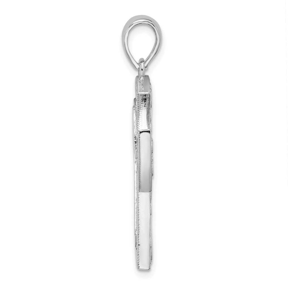 Sterlingsilber De-ani Rhodiniert Fantasie Herz Design Kreuz Anhänger