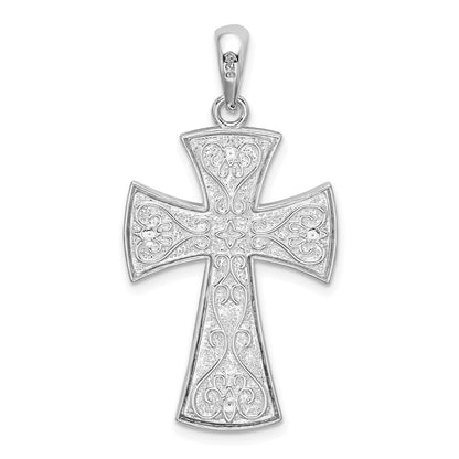 Sterlingsilber De-ani Rhodiniert Fantasie Herz Design Kreuz Anhänger