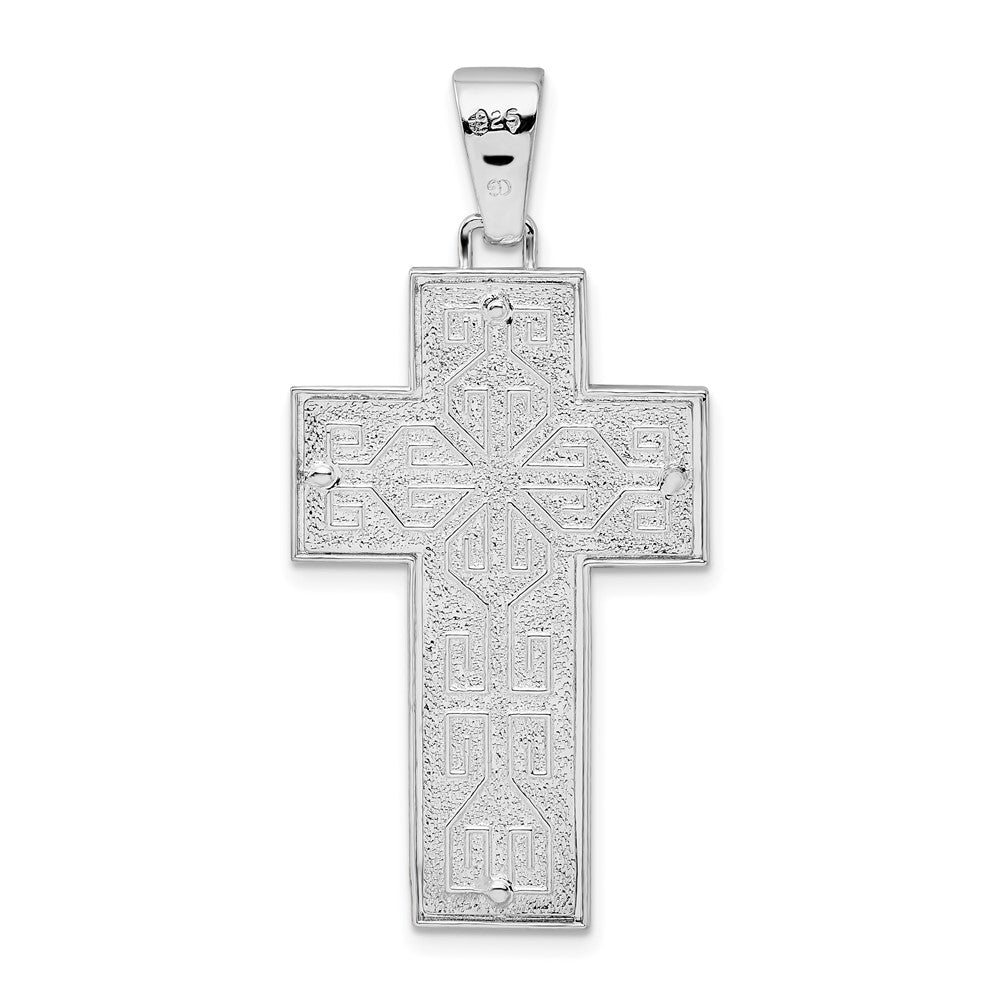 Sterlingsilber De-ani Rhodiniert Kordel Kante Lateinisch Kreuz Anhänger
