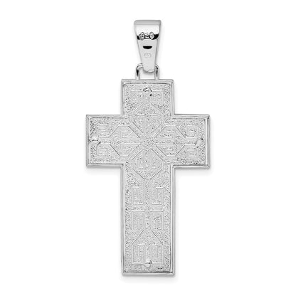 Sterlingsilber De-ani Rhodiniert Kordel Kante Lateinisch Kreuz Anhänger