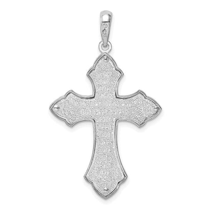 Sterlingsilber De-ani Rhodiniert Fleur De Lis mit Poem auf Reverse Kreuz Anhänger