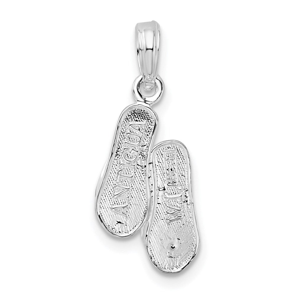 Sterlingsilber De-ani Rhodiniert Antigua W.i. 3d Flip Flops Anhänger