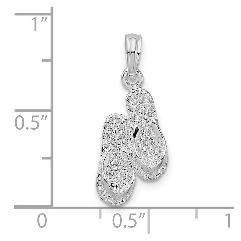 Sterlingsilber De-ani Rhodiniert Antigua W.i. 3d Flip Flops Anhänger
