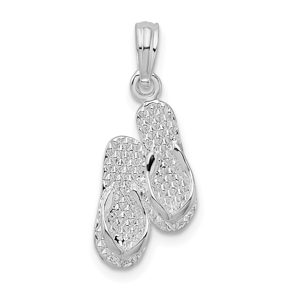 Sterlingsilber De-ani Rhodiniert Antigua W.i. 3d Flip Flops Anhänger