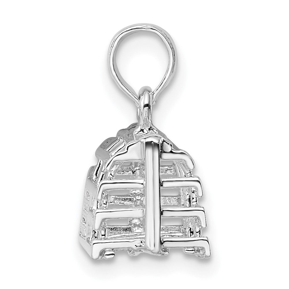 Sterlingsilber De-ani Rhodiniert Poliert 3d Empty Karabiner Trap Anhänger