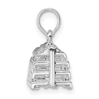 Sterlingsilber De-ani Rhodiniert Poliert 3d Empty Karabiner Trap Anhänger