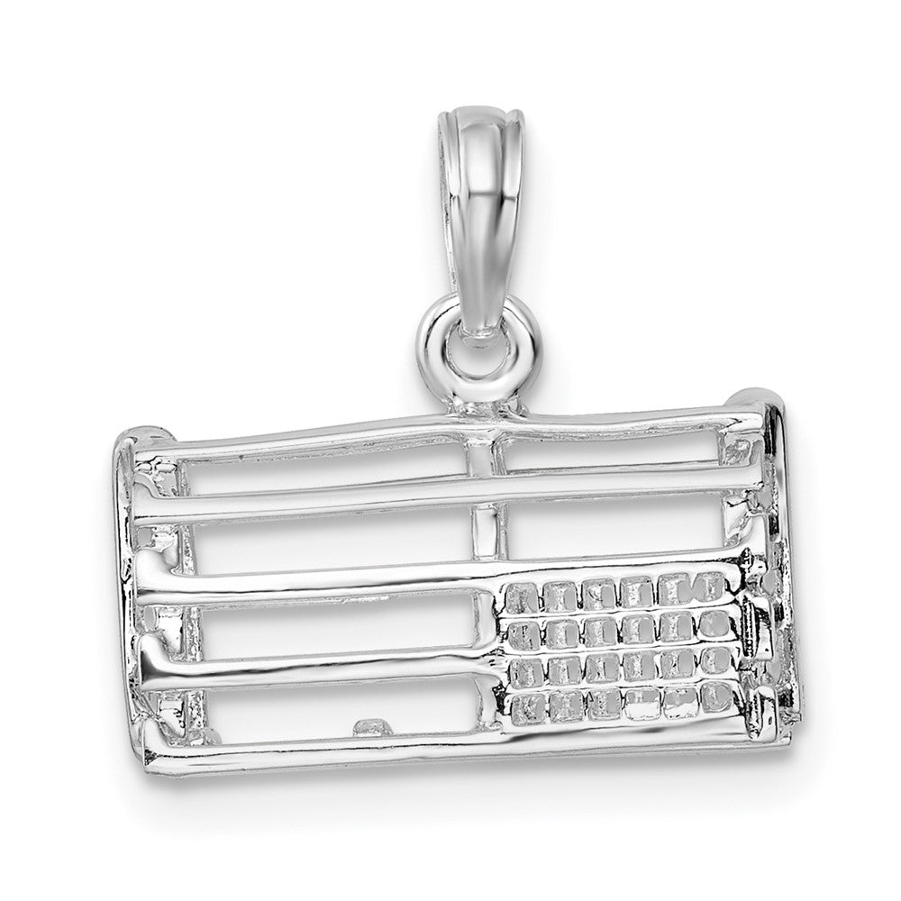 Sterlingsilber De-ani Rhodiniert Poliert 3d Empty Karabiner Trap Anhänger