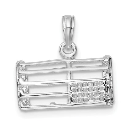 Sterlingsilber De-ani Rhodiniert Poliert 3d Empty Karabiner Trap Anhänger