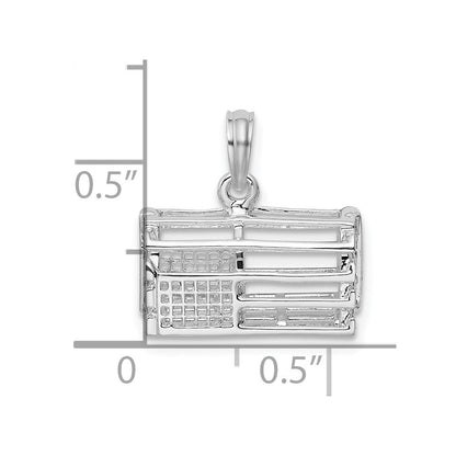 Sterlingsilber De-ani Rhodiniert Poliert 3d Empty Karabiner Trap Anhänger