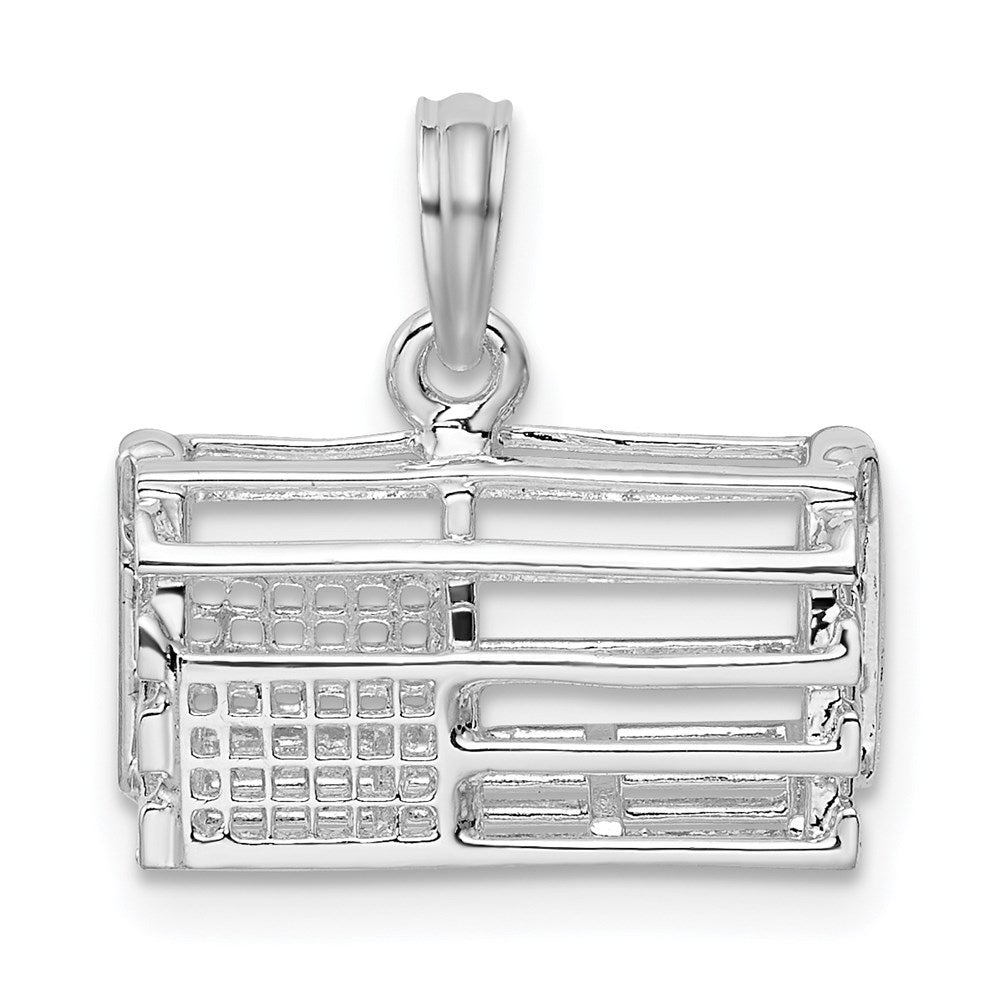 Sterlingsilber De-ani Rhodiniert Poliert 3d Empty Karabiner Trap Anhänger