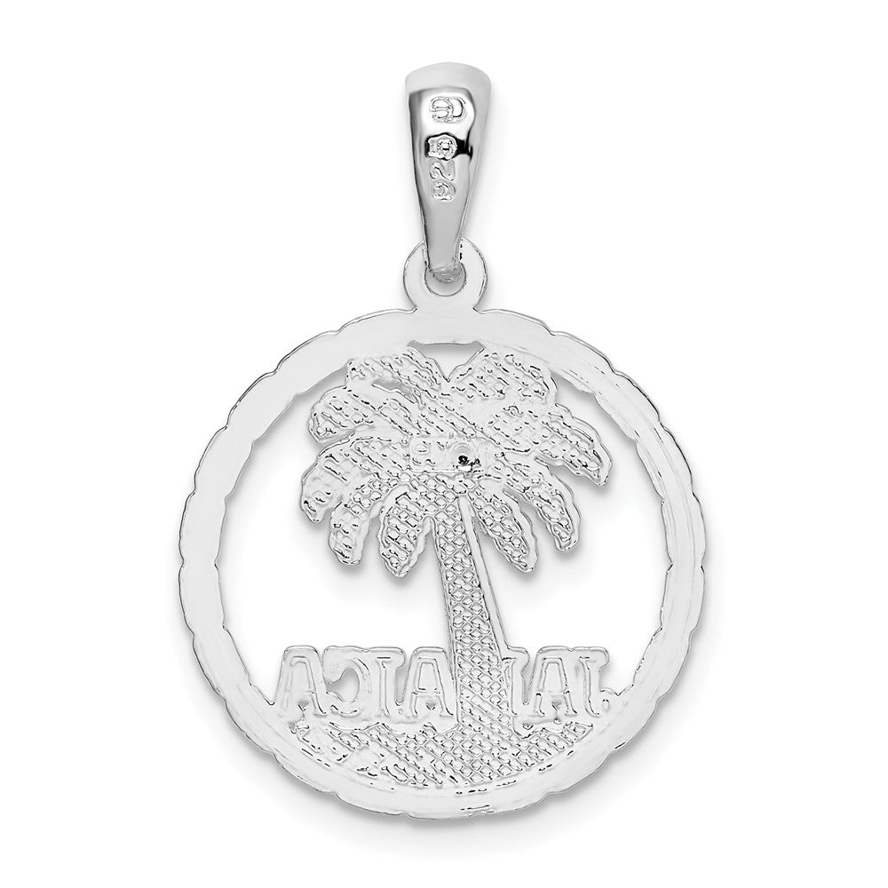Sterlingsilber De-ani Rhodiniert Jamaica mit Palme Baum Ausgeschnitten Plättchen Anhänger