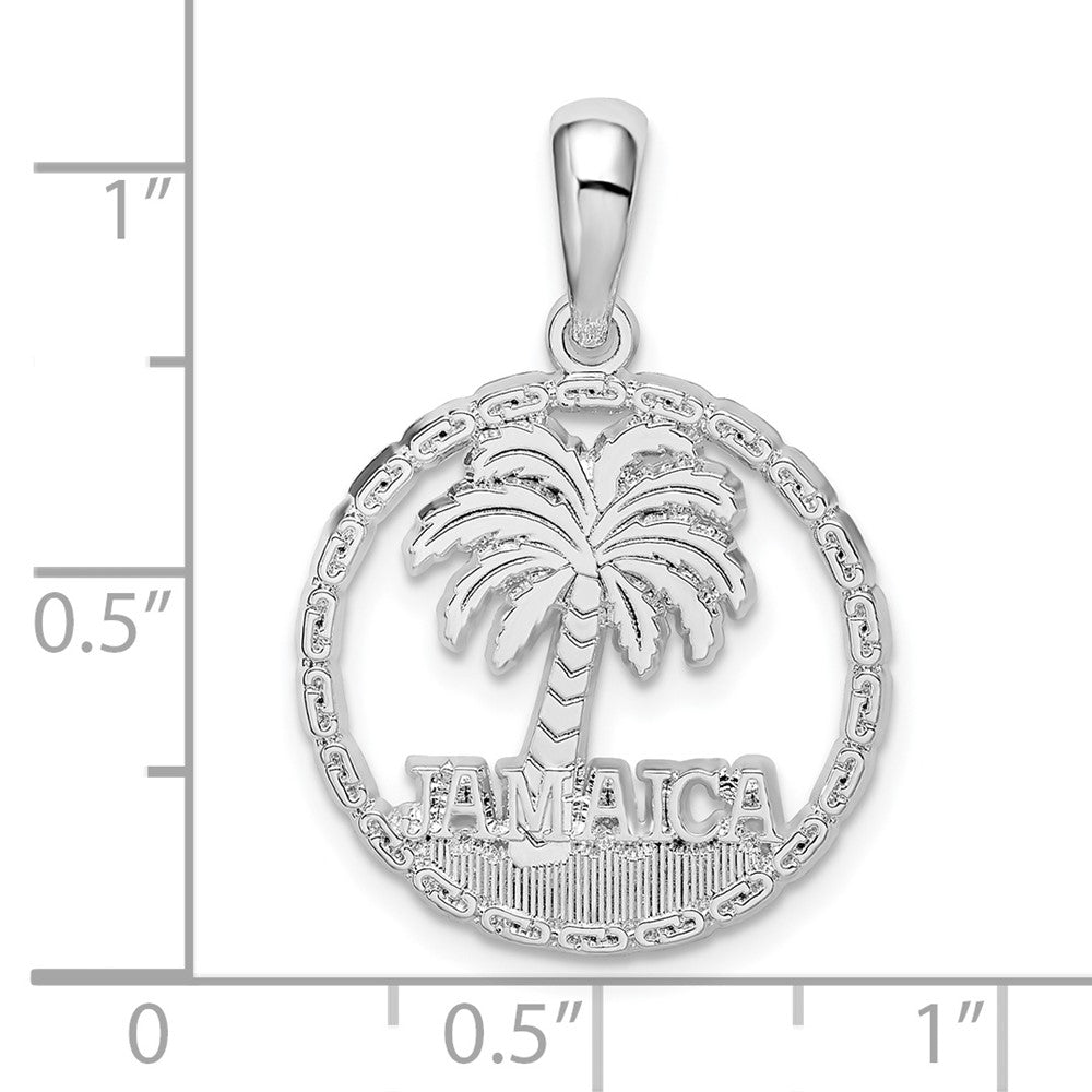 Sterlingsilber De-ani Rhodiniert Jamaica mit Palme Baum Ausgeschnitten Plättchen Anhänger