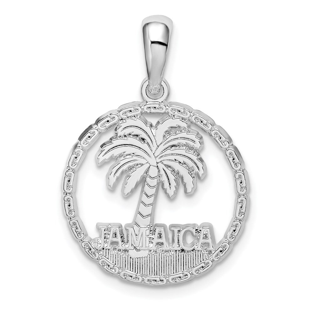 Sterlingsilber De-ani Rhodiniert Jamaica mit Palme Baum Ausgeschnitten Plättchen Anhänger