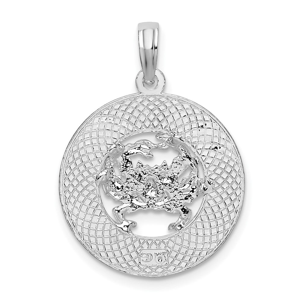 Sterlingsilber De-ani Rhodiniert Jamaica Rund Kreis mit Krabbe Anhänger
