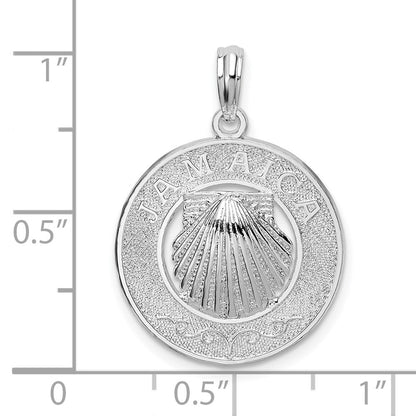 Sterlingsilber De-ani Rhodiniert Jamaica Rund Kreis mit Muschel Anhänger