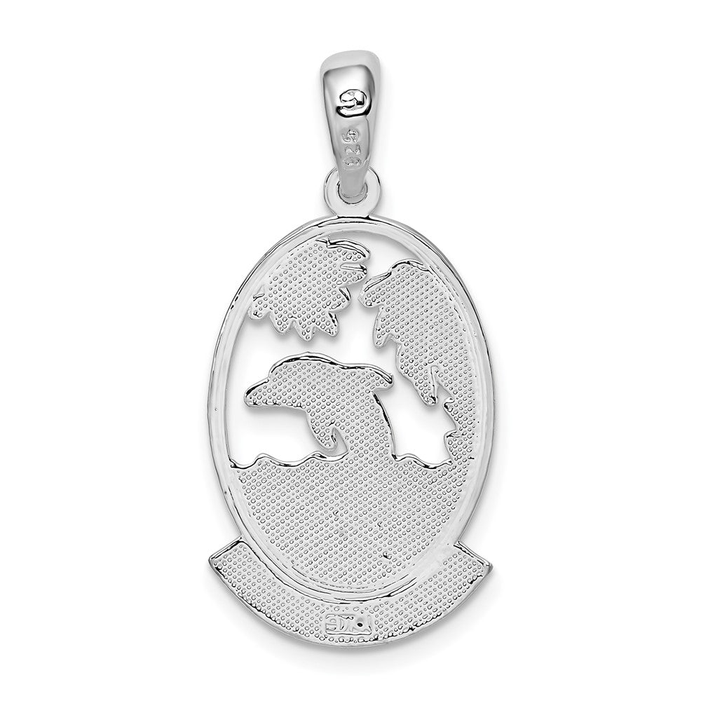 Sterlingsilber De-ani Rhodiniert Poliert Jamaica Delfin Sunset Anhänger