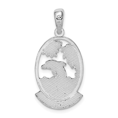 Sterlingsilber De-ani Rhodiniert Poliert Jamaica Delfin Sunset Anhänger