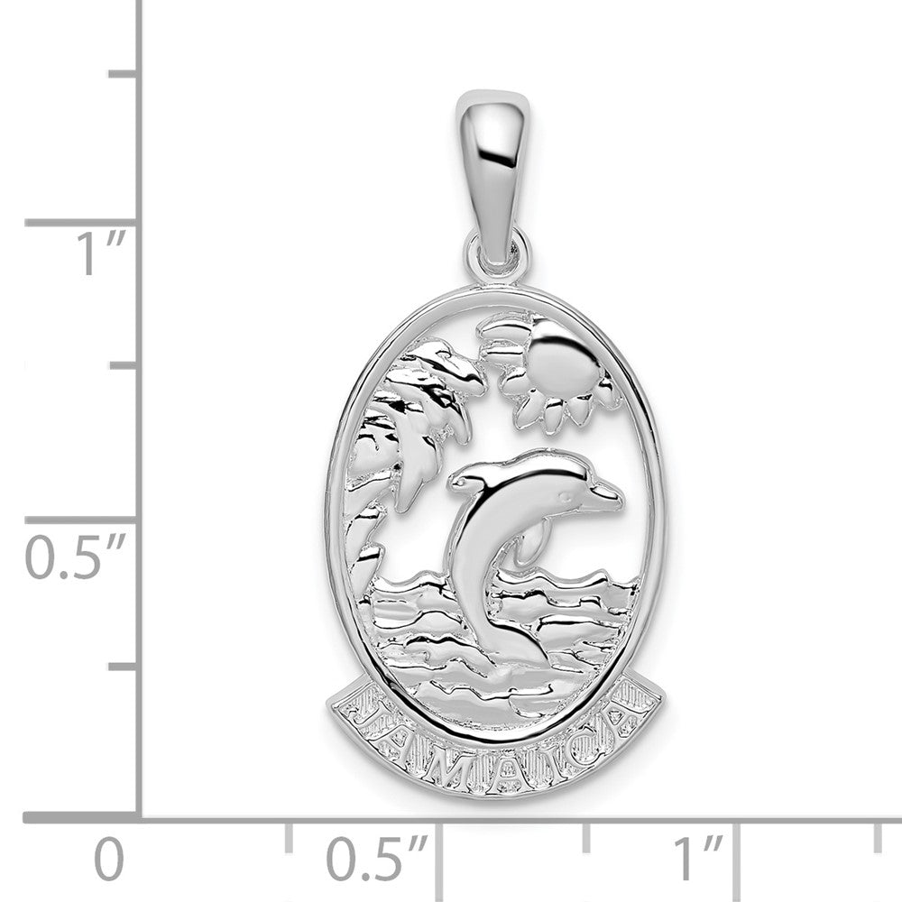 Sterlingsilber De-ani Rhodiniert Poliert Jamaica Delfin Sunset Anhänger