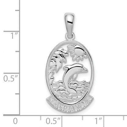 Sterlingsilber De-ani Rhodiniert Poliert Jamaica Delfin Sunset Anhänger