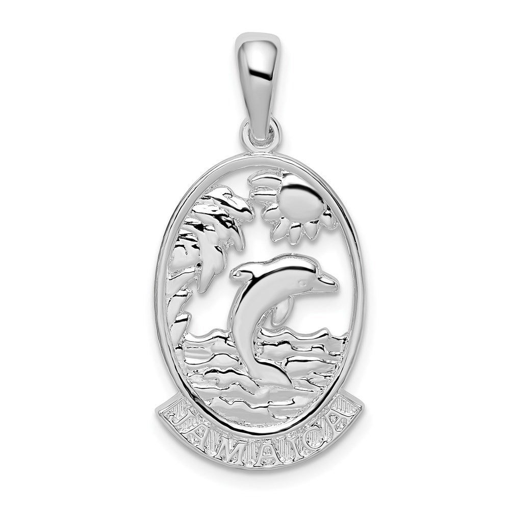 Sterlingsilber De-ani Rhodiniert Poliert Jamaica Delfin Sunset Anhänger