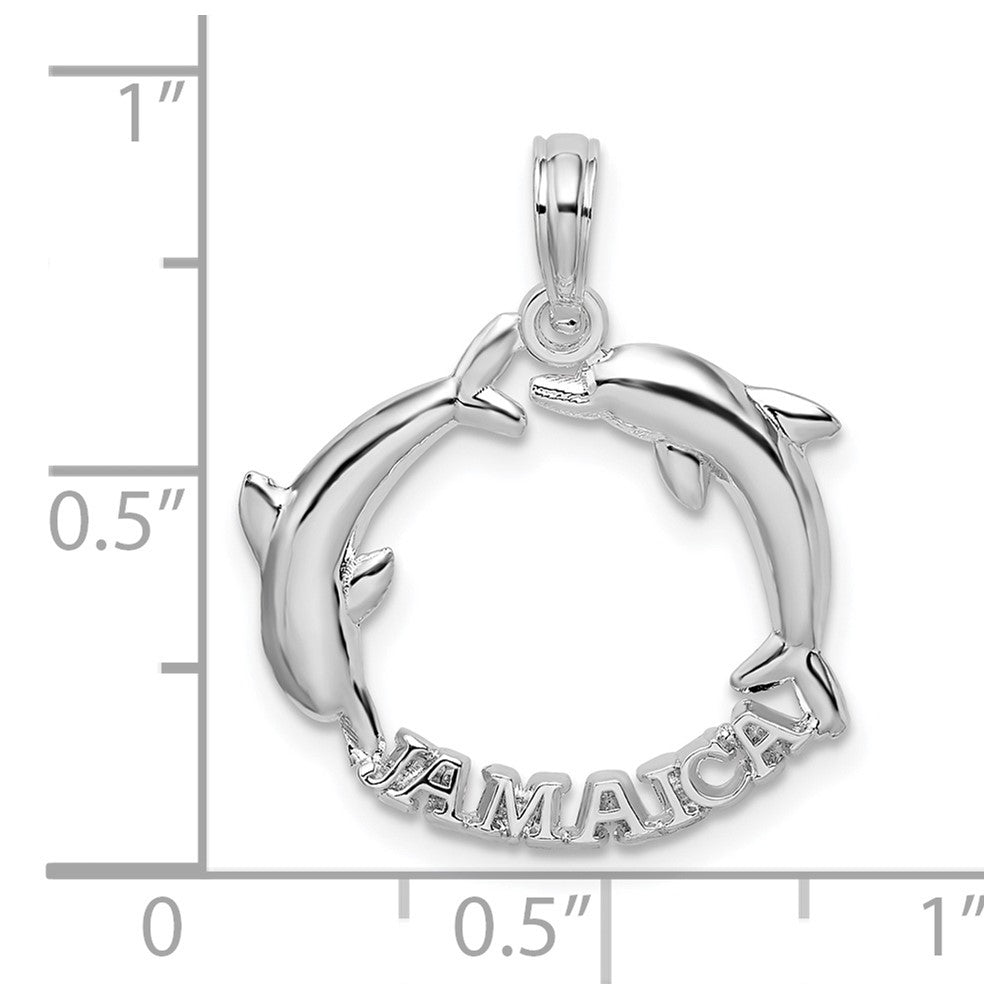 Sterlingsilber De-ani Rhodiniert Jamaica 2 Springend Dolphins Anhänger