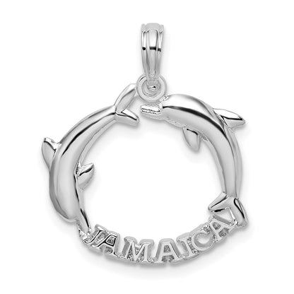 Sterlingsilber De-ani Rhodiniert Jamaica 2 Springend Dolphins Anhänger
