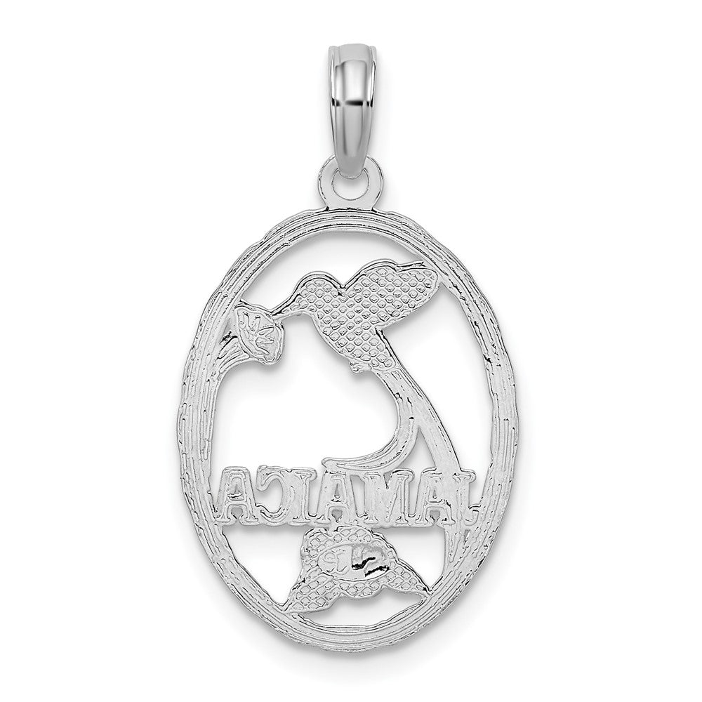Sterlingsilber De-ani Rhodiniert Jamaica Oval Vogel und Blume Anhänger