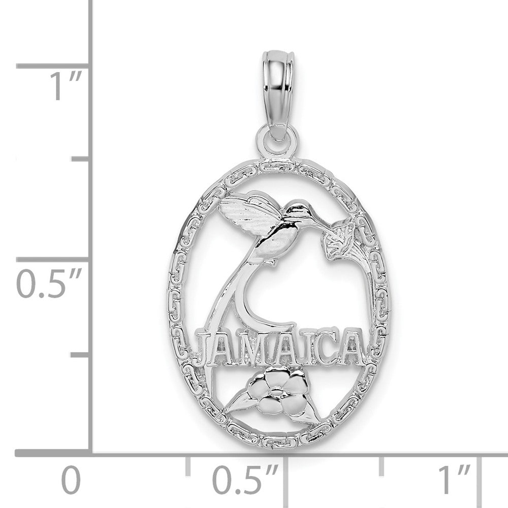 Sterlingsilber De-ani Rhodiniert Jamaica Oval Vogel und Blume Anhänger