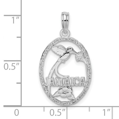 Sterlingsilber De-ani Rhodiniert Jamaica Oval Vogel und Blume Anhänger