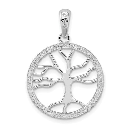 Sterlingsilber De-ani Rhodiniert Poliert Groß Ausgeschnitten Baum Of Leben Anhänger
