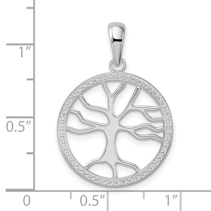 Sterlingsilber De-ani Rhodiniert Poliert Groß Ausgeschnitten Baum Of Leben Anhänger