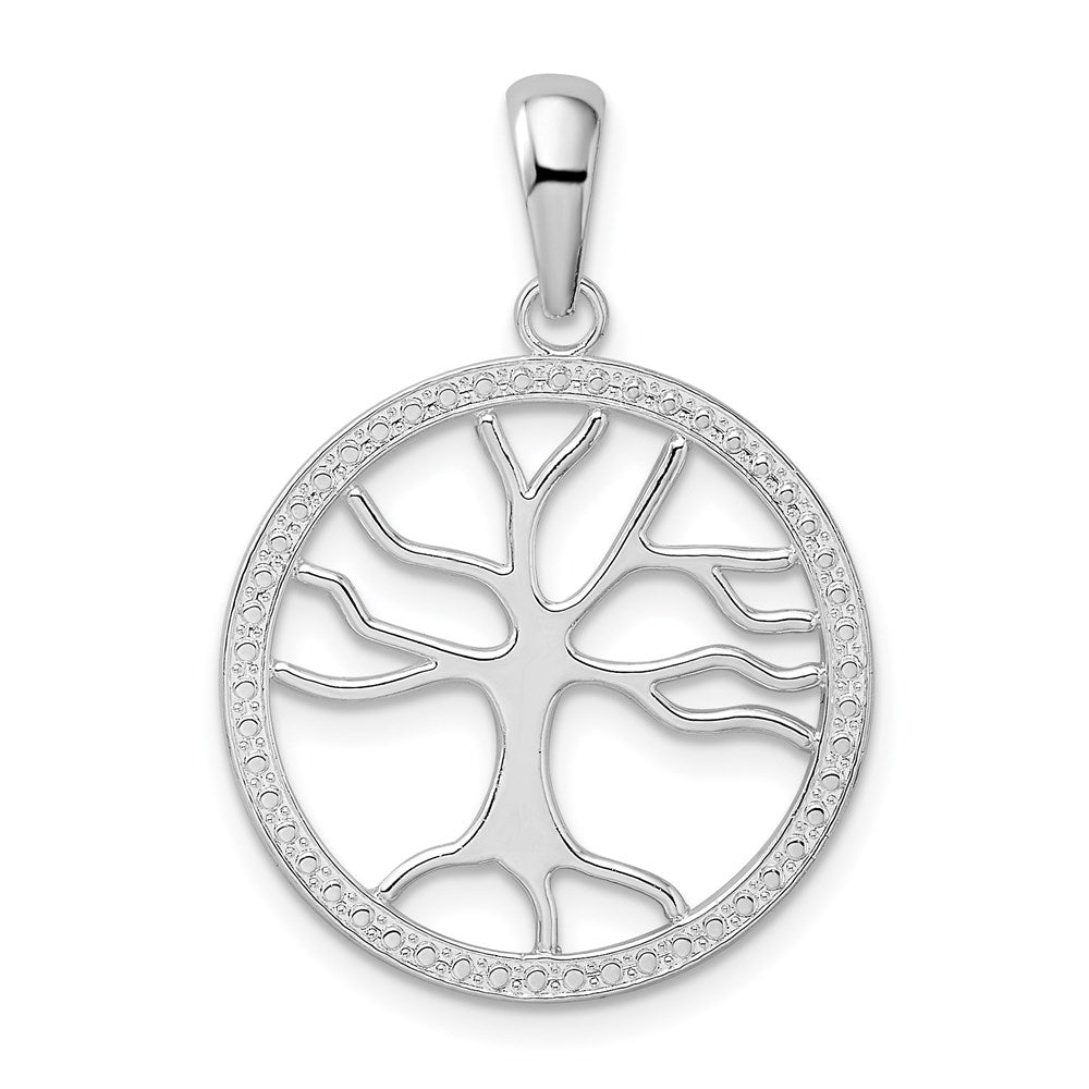 Sterlingsilber De-ani Rhodiniert Poliert Groß Ausgeschnitten Baum Of Leben Anhänger