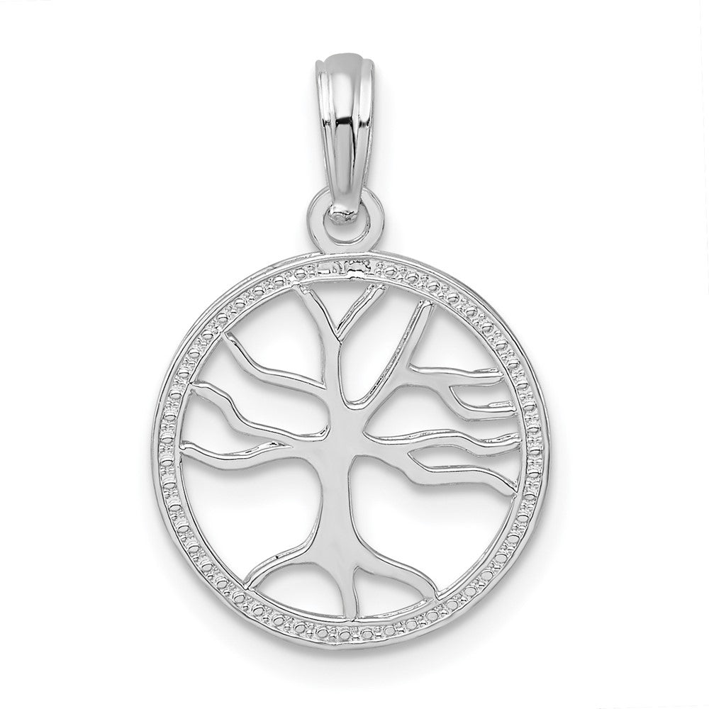 Sterlingsilber De-ani Rhodiniert Poliert Ausgeschnitten Baum Of Leben Anhänger