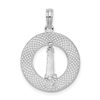 Sterlingsilber De-ani Rhodiniert Mystic Connecticut Kreis mit Leuchtturm Anhänger