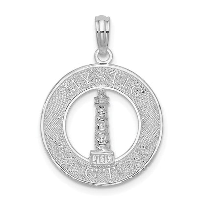 Sterlingsilber De-ani Rhodiniert Mystic Connecticut Kreis mit Leuchtturm Anhänger
