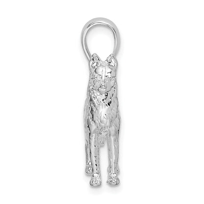 Sterlingsilber De-ani Rhodiniert Strukturiert 3d Siberian Husky Anhänger