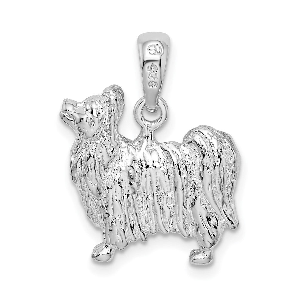 Sterlingsilber De-ani Rhodiniert Strukturiert 3d Papillon Hund Anhänger